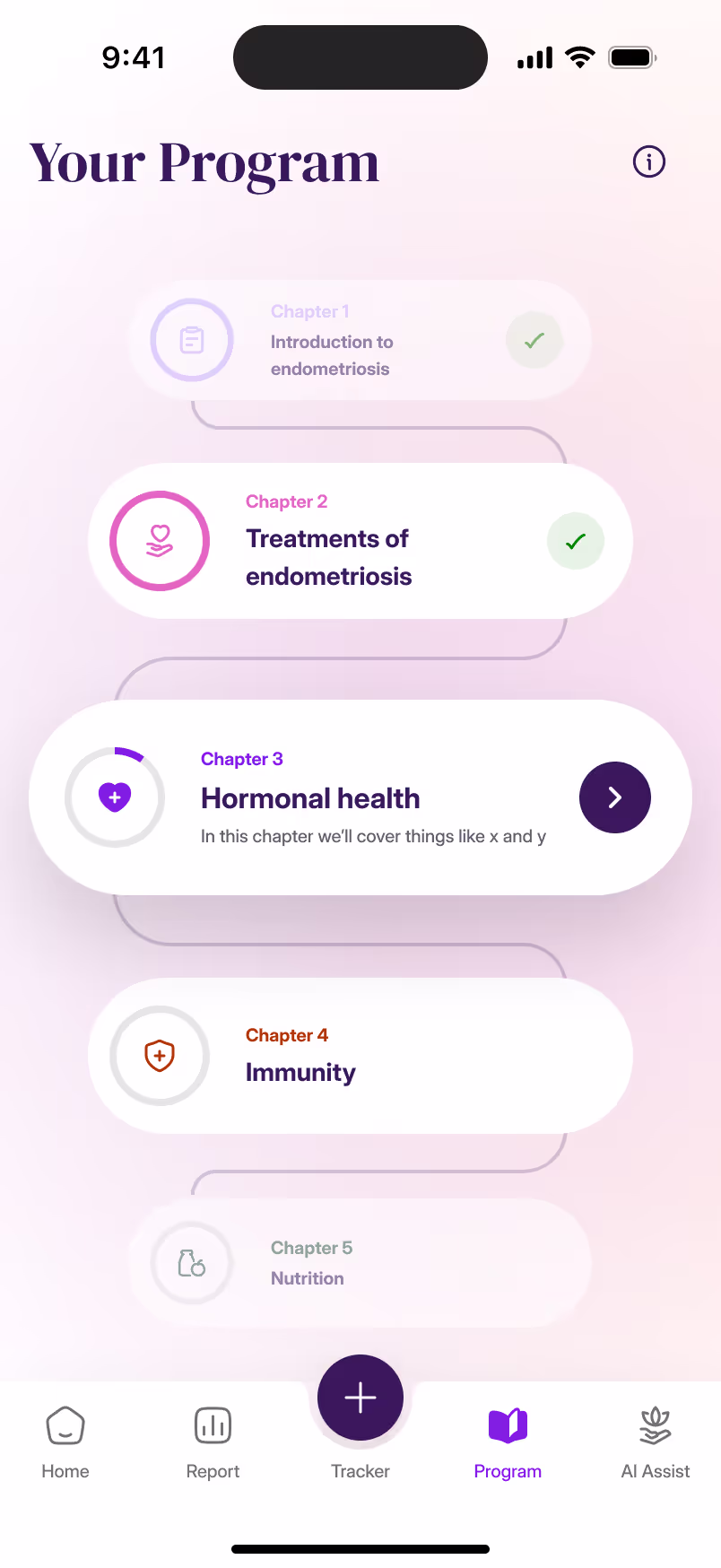 Sympa Health app screen showing daily symptom tracking